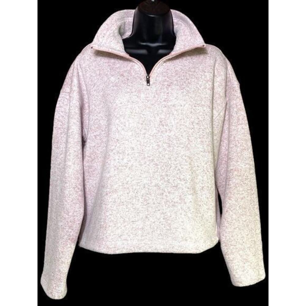 Thread and Supply Women Pink‎ Sherpa Pullover Fleece Sweater 1/4 Zip Size Medium